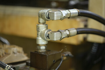 Machine part with tool equipment and metal material for industrial manufacturing, Walking way in Factory, Safety part for an automobile working shop.