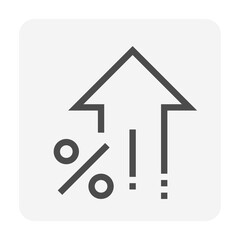 Percent increase vector design. Consist of up arrow and percent sign, icon or symbol. Concept for percentage of interest  rate, growth profit,  stock price etc. Thin line or outline of shape. 48x48 px