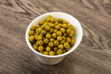 Marinated green pea in the bowl