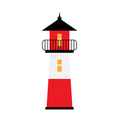 Lighthouse tower, building vector cartoon style icon, illustration.