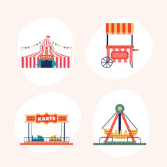 amusement park four icons