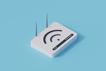 wifi router single isolated object. 3d render illustration