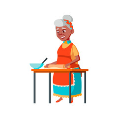 senior lady prepare dough for baking cookies cartoon vector. senior lady prepare dough for baking cookies character. isolated flat cartoon illustration