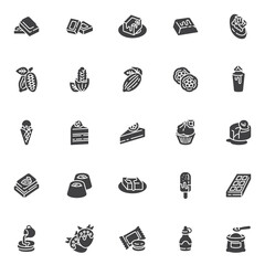 Chocolate and cocoa vector icons set