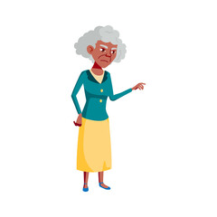 elegant senior woman with negative emotion push lift button cartoon vector. elegant senior woman with negative emotion push lift button character. isolated flat cartoon illustration
