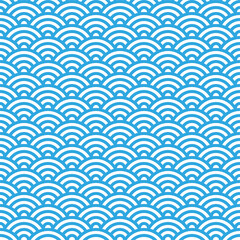 和柄の背景素材　波のパターン　青