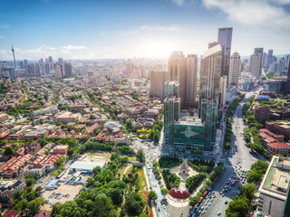 Aerial photography of Tianjin city architecture landscape skyline