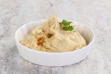 Traditional Jewish Hummus with olive oil
