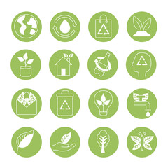 sixteen organic icons