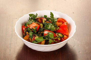 Salad with fresh vegetables and onion