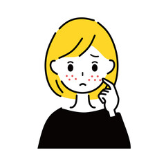 Obraz premium 女性 ニキビ 吹き出物