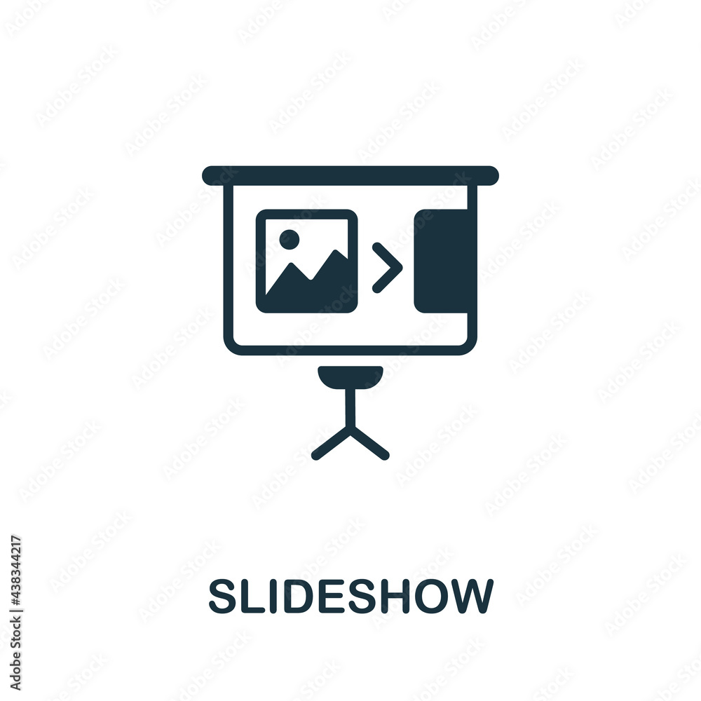 Poster slideshow icon. monochrome simple element from presentation collection. creative slideshow icon for 