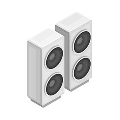 Obraz premium Box-shaped Loudspeaker Cabinet or Enclosure as Wireless Network Communication Technology Isometric Vector Illustration