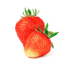 strawberry isolated on white background. two ripe juicy strawberries