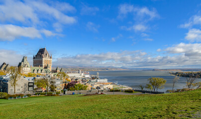 Fototapeta na wymiar Beautiful view of Upper Town of Old Quebec City in Quebec, Canada