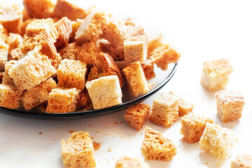 plate and sprinkled crackers close-up