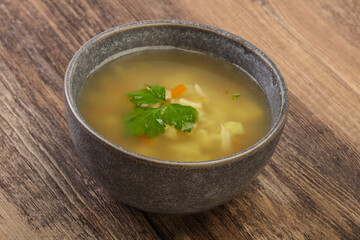 Tasty chicken soup with carrot