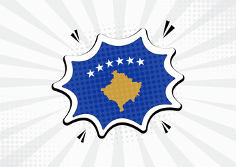 Artistic Kosovo country comic flag illustration. Abstract flag speech bubble pop art vector background