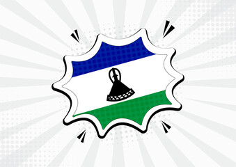 Artistic Lesotho country comic flag illustration. Abstract flag speech bubble pop art vector background
