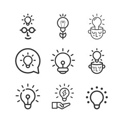 Idea, business line icon set. Creative. Light bulb. Electricity