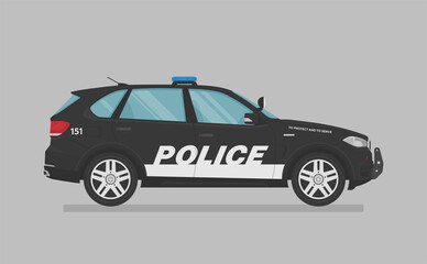 American police car. Side view. Cartoon flat illustration, auto for graphic and web © Rimsky