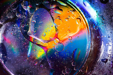 Obraz na płótnie Canvas Colourful Oil Drop On Water Abstract Background, Oil Drop On Water 