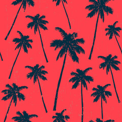 The palm tree silhouette vintage seamless pattern