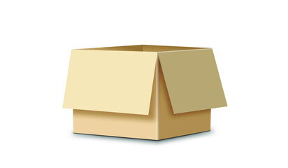 The brown parcel box opened, the inside was empty. on a white background