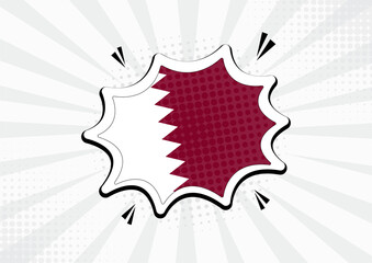 Artistic Qatar country comic flag illustration. Abstract flag speech bubble pop art vector background