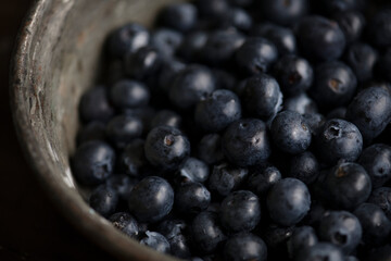 Closeup of fresh organic blueberries