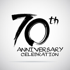 Vector Brush Calligraphy 70 years anniversary Sign Isolated on Grey Background