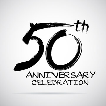 Vector Brush Calligraphy 50 years anniversary Sign Isolated on Grey Background
