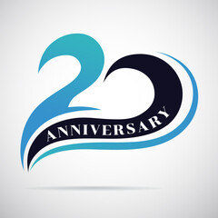 20th Years Anniversary Celebration Template Design. 