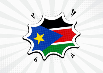 Artistic South Sudan country comic flag illustration. Abstract flag speech bubble pop art vector background