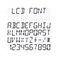 LCD font template for fourteen segment display. Vector illustration isolated on white background
