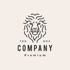 lion head hipster vintage logo vector icon illustration
