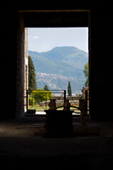 Famous landmark of ancient and historic city temple ruins with columns and walls on archeologic...