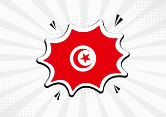 Artistic Tunisia country comic flag illustration. Abstract flag speech bubble pop art vector background