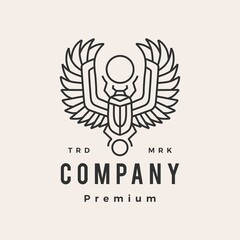 scarab beetle egyptian hipster vintage logo vector icon illustration