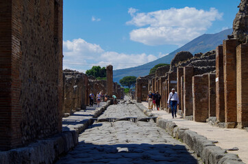 Famous landmark of ancient and historic city temple ruins with columns and walls on archeologic...