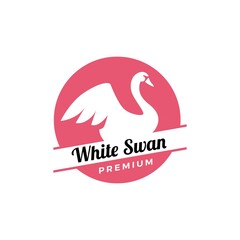 Obraz premium swan round emblem logo vector icon illustration