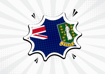 Artistic British Virgin Islands country comic flag illustration. Abstract flag speech bubble pop art vector background