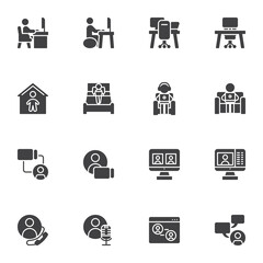 Work from home vector icons set