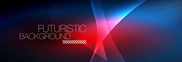 Abstract neon glowing light in the dark with waves. Shiny magic energy and motion concept, vector abstract wallpaper background