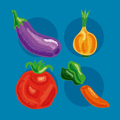 four healthy food icons