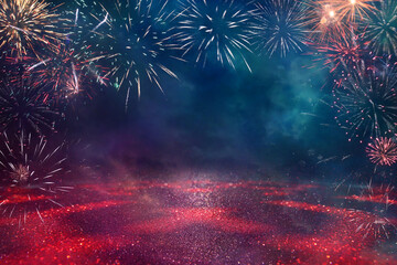 abstract holiday firework background. 4th of july concept - obrazy, fototapety, plakaty