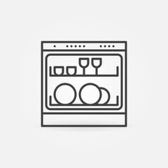 Dishwasher vector thin line concept icon or symbol