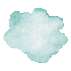 Watercolor blue spot isolated on white background.