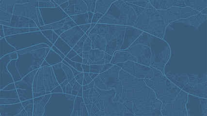 Blue Ankara City area vector background map, streets and water cartography illustration.