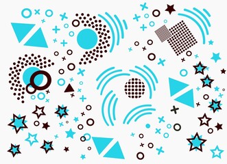 Concept modern geometric shapes. Square triangular shape. Circle star triangle poly abstract vector illustration print fabric textile cloth. Trendy backdrop creative background decor decorative paper 